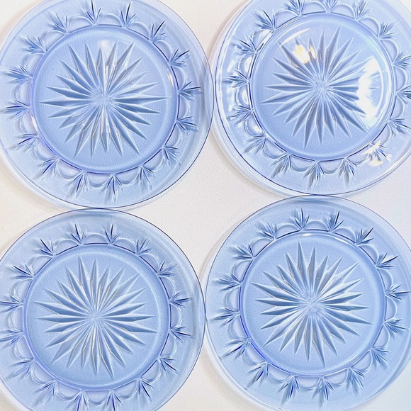 🌟VINTAGE🌟 1980s Avon + Fostoria American Starburst Plates + Glasses Set of 8 - Picture 5 of 10